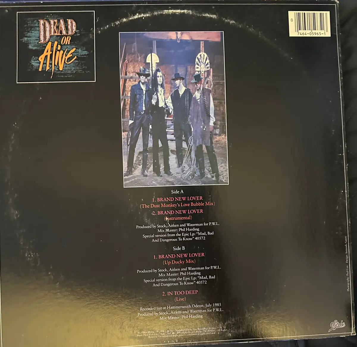 Dead Or Alive - Brand New Lover 12” Single Used 2