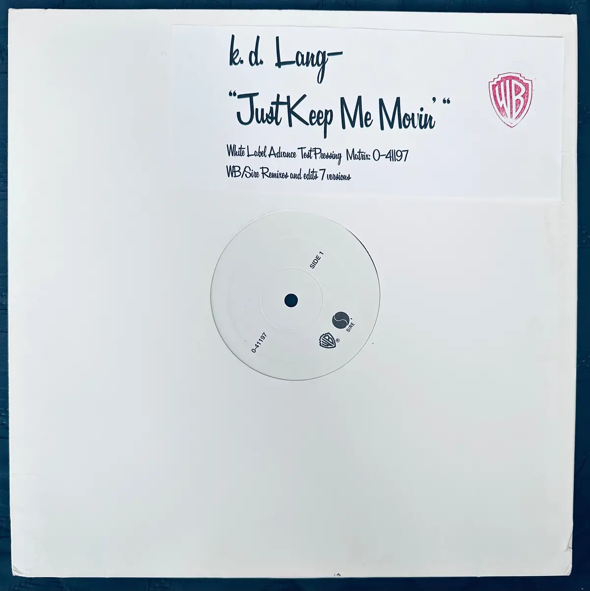 K.D. Lang 12” Single Lp Vinyl Just Keep Me Movin’ Promo 1