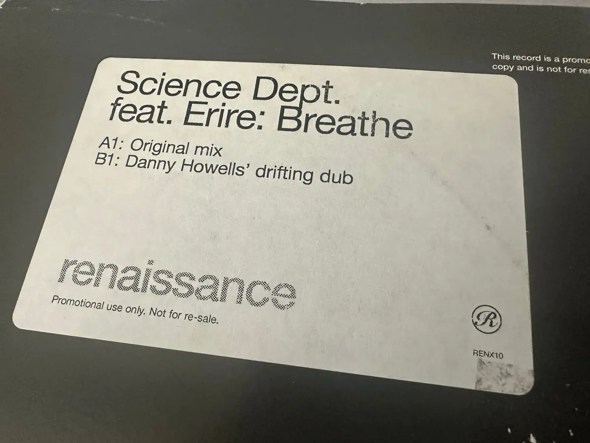 Science Dept. Ft: Erire:   Breathe . 12” Single Vinyl Used 1