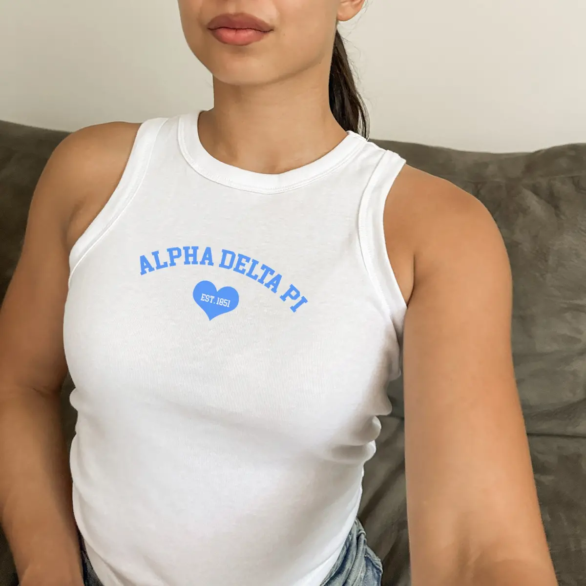 Alpha Delta Pi Crop Tank Top - Women's Micro Rib Racer Tank - Adpi Sorority 1