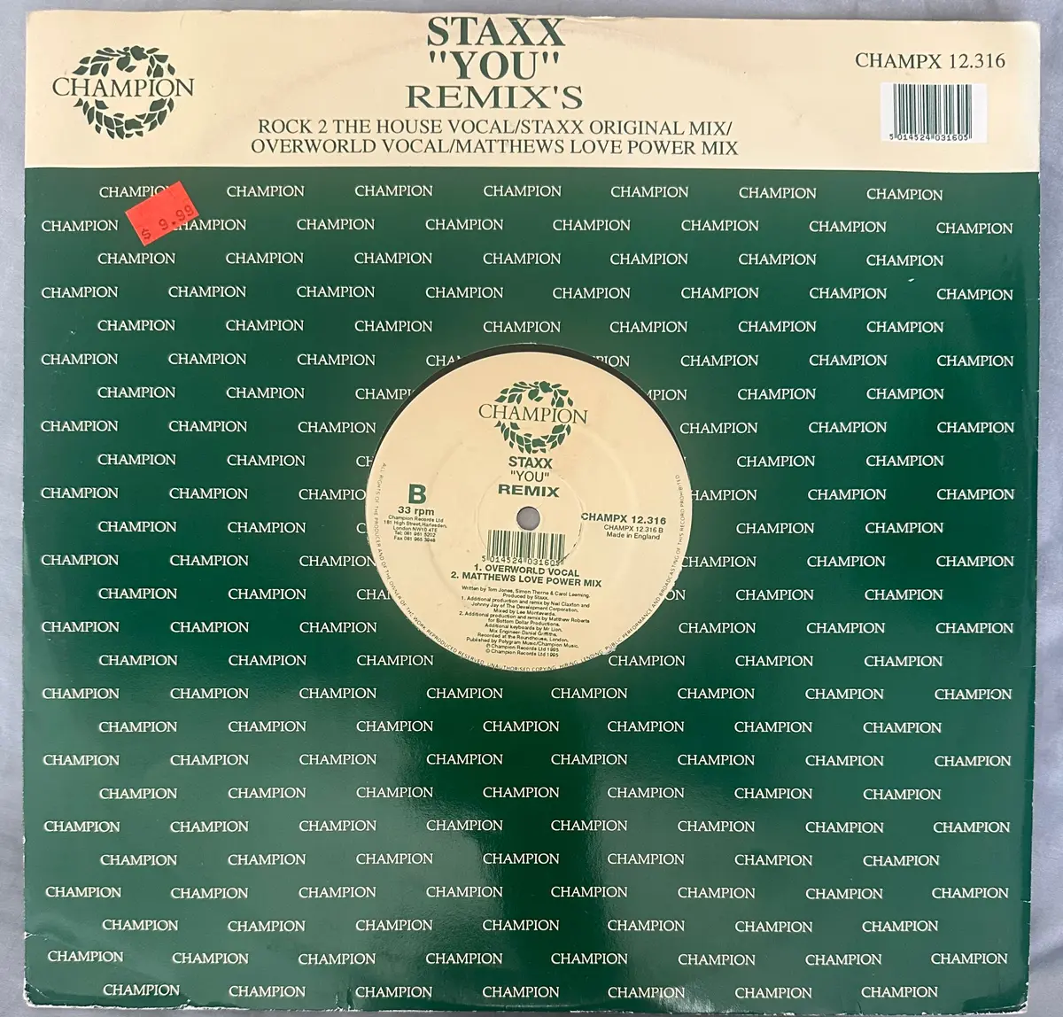 Staxx - You Remixes 12” Single Lp Vinyl Used 1