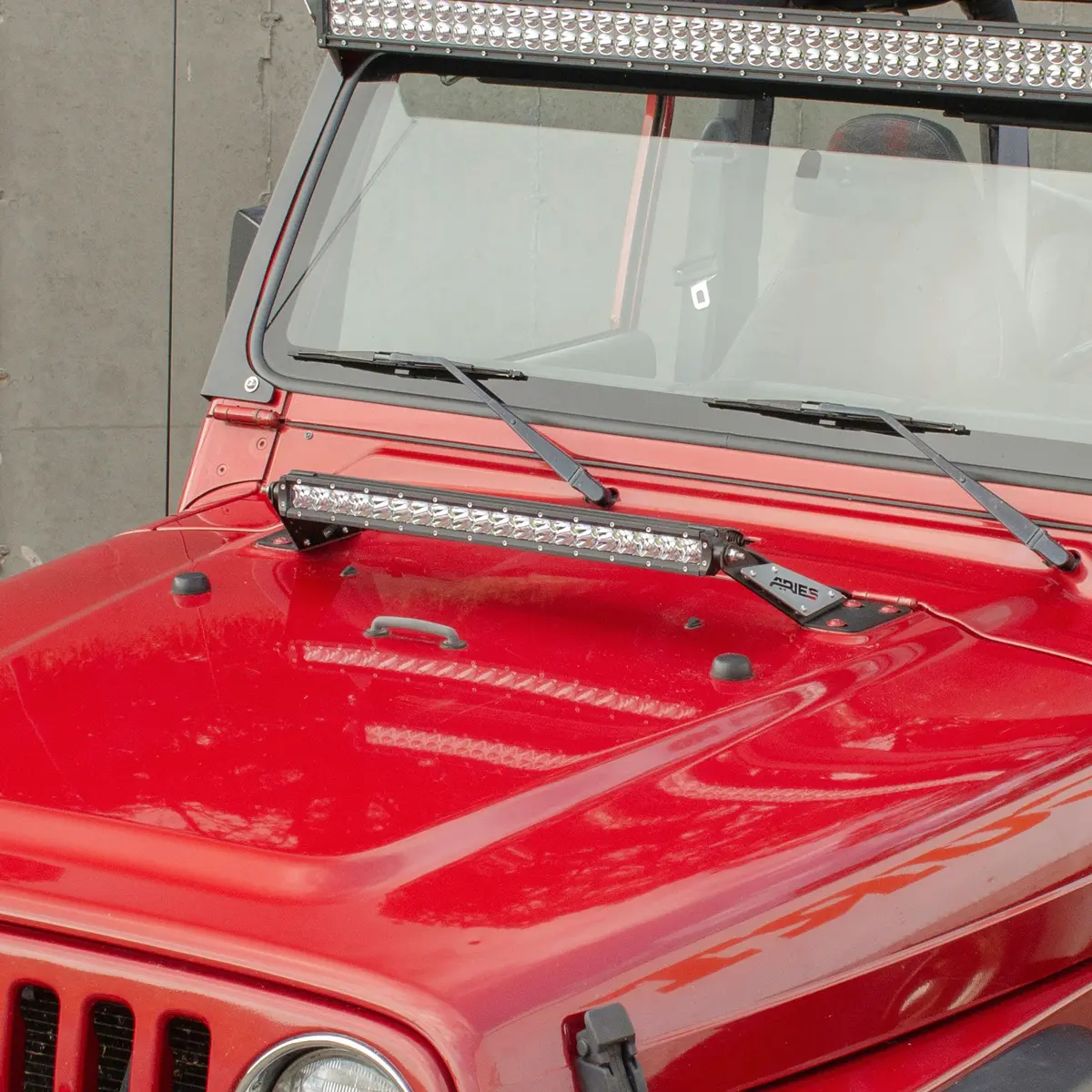 Aries 1501302 20-Inch Led Light Bar For Jeep Wrangler Tj And Hood Mount Brackets, 9,800-Lumen Combo Beam 1