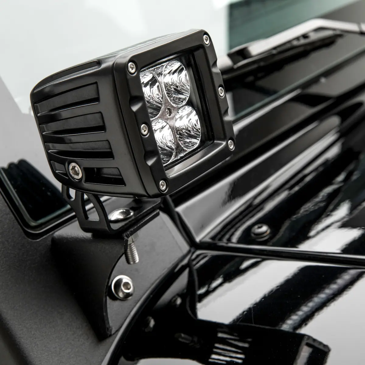 Aries 1501304 Led Lights For Jeep Wrangler Jk And Windshield Brackets, 2-Inch, 2,200-Lumen Spot Beams 1