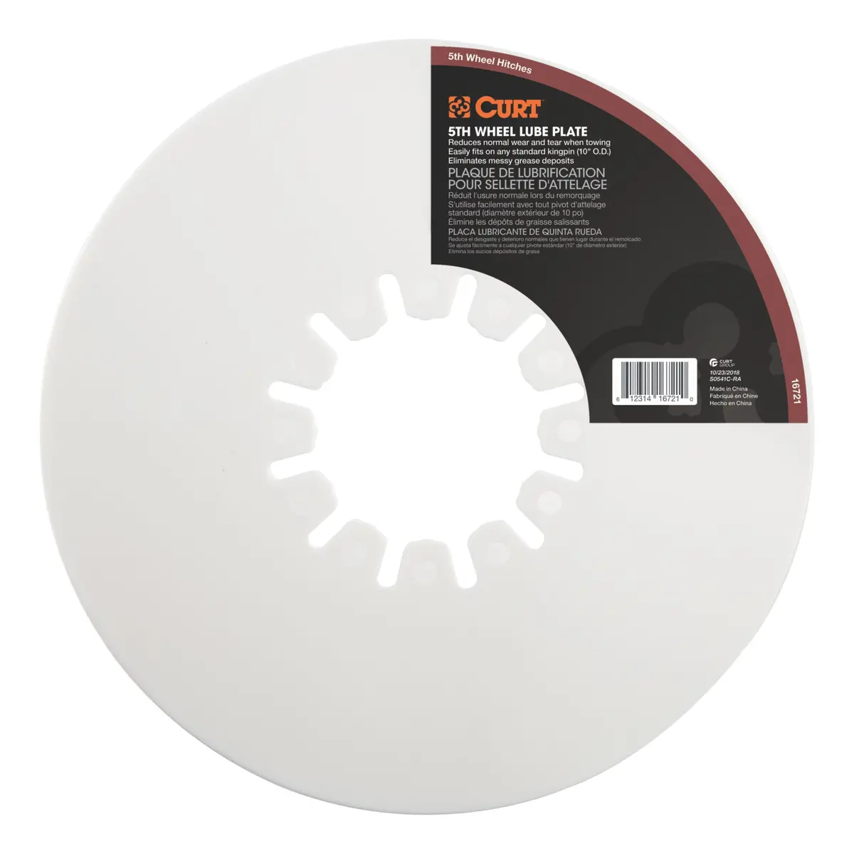 Curt 16721 5Th Wheel Hitch Lube Plate, 10-Inch Diameter 1