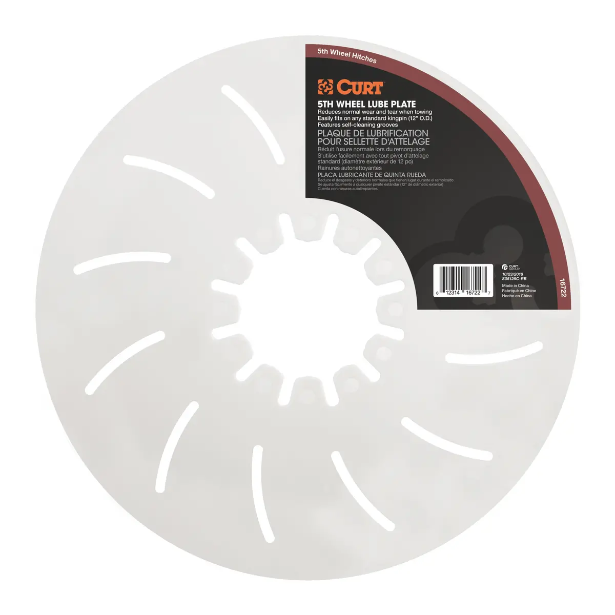 Curt 16722 5Th Wheel Hitch Lube Plate, 12-Inch Diameter 1