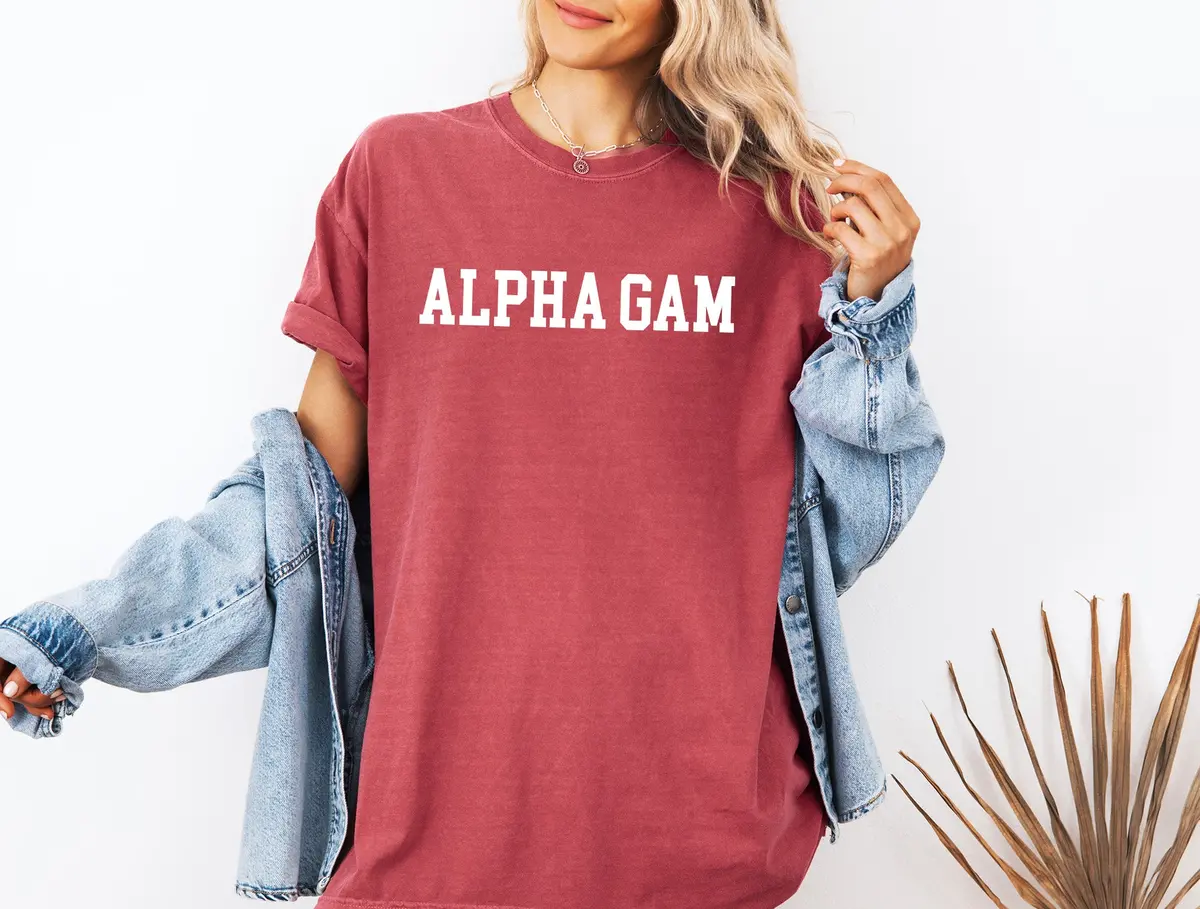 Alpha Gamma Delta Heavyweight Short Sleeve T-Shirt - Alpha Gam Comfort Colors Sorority Tee 1