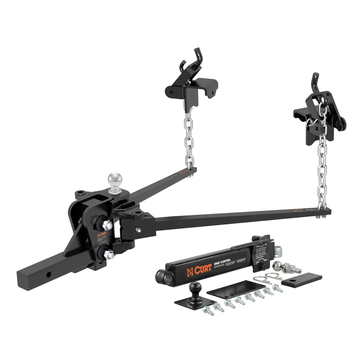 Curt 17322 Short Trunnion Bar Weight Distribution Hitch With Sway Control, Up To 10,000 Lbs., 2-Inch Shank, 2-5/16-Inch Ball 1