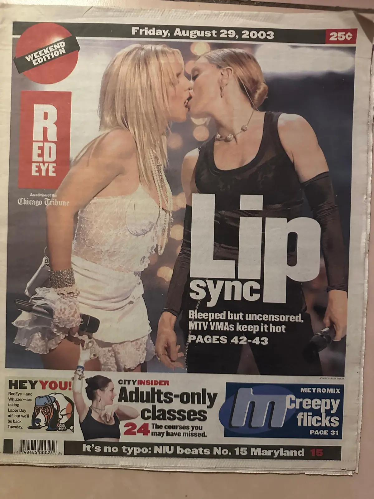Madonna And Britney Spears Kiss On The Cover Of An Original Newspaper (Usa Orders Only) 1
