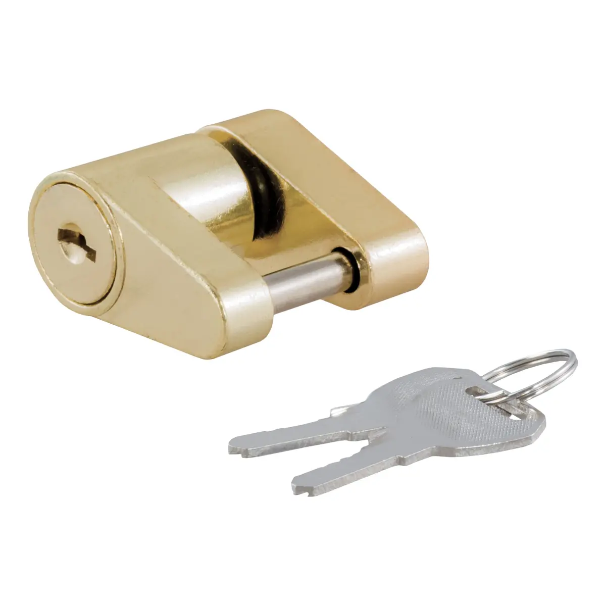 Curt 23022 Brass-Plated Steel Trailer Tongue Coupler Lock, 1/4-Inch Pin Diameter, Up To 3/4-Inch Coupler Span 1