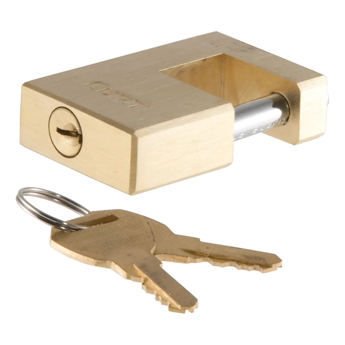 Curt 23546 Brass Trailer Tongue Coupler Lock, 1/4-Inch Pin Diameter, Up To 3/4-Inch Coupler Span 1