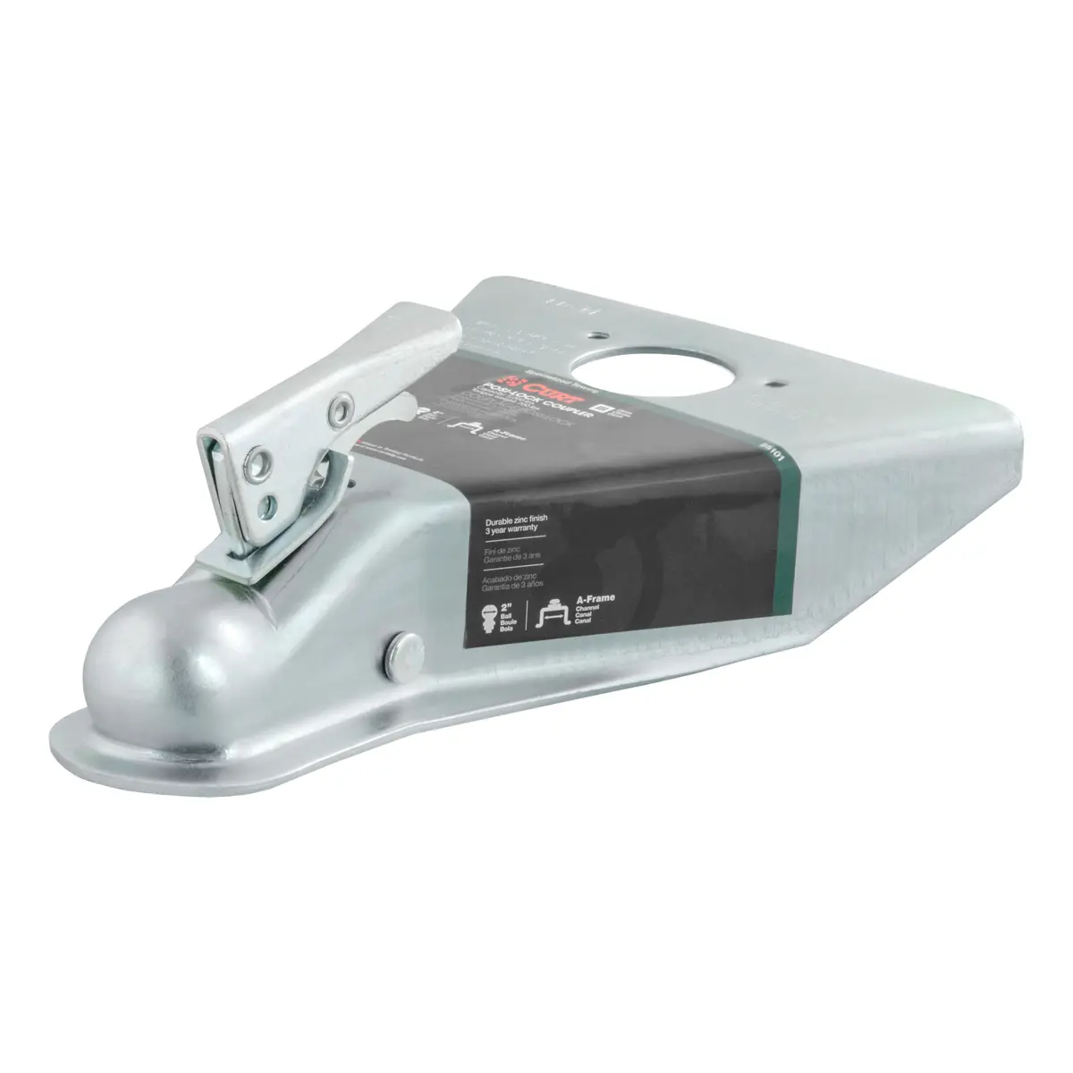 Curt 25101 A-Frame Trailer Coupler, Accepts 2-Inch Hitch Ball, 5,000 Lbs. 1