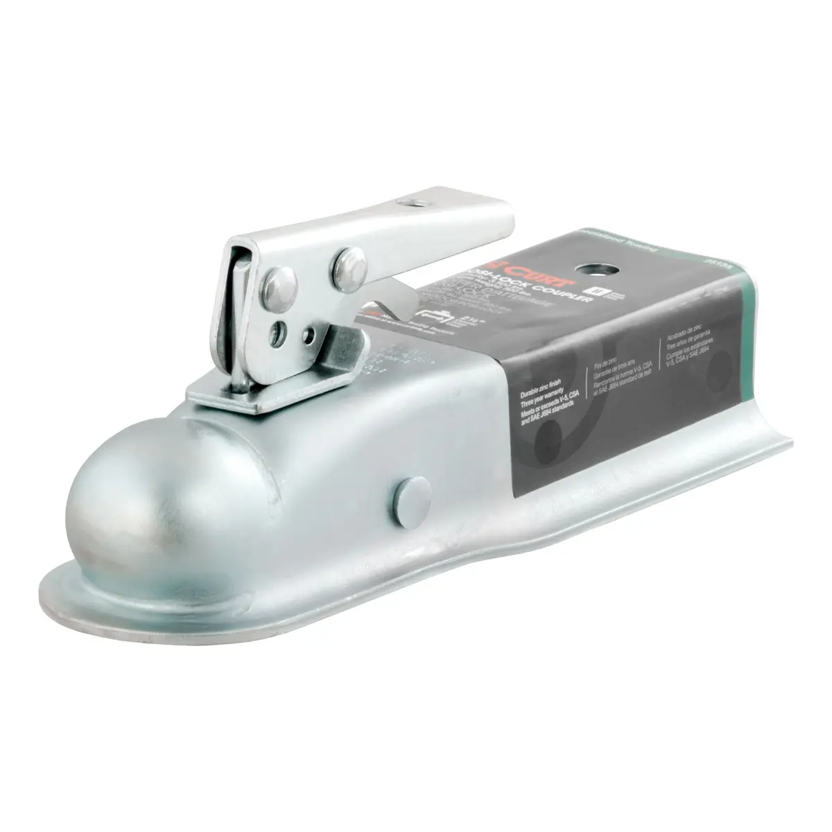 Curt 25135 Straight-Tongue Trailer Coupler For 2-1/2-Inch Channel, Accepts 2-Inch Hitch Ball, 3,500 Lbs. 1