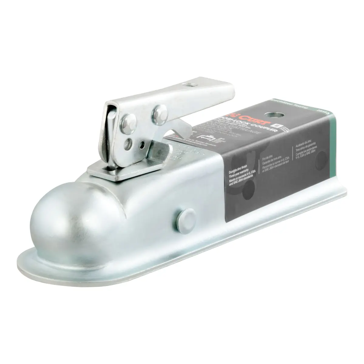 Curt 25153 Straight-Tongue Trailer Coupler For 2-Inch Channel, Hitch Ball, 3,500 Lbs. 1