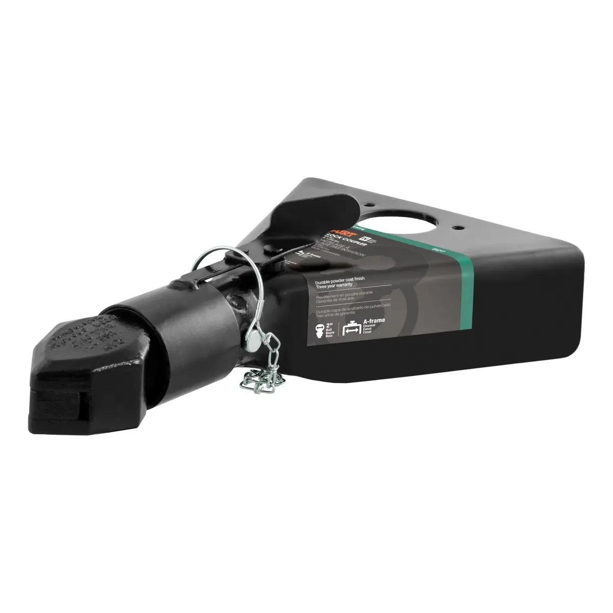 Curt 25217 Black A-Frame Trailer Coupler, Accepts 2-Inch Hitch Ball, 7,000 Lbs. 1