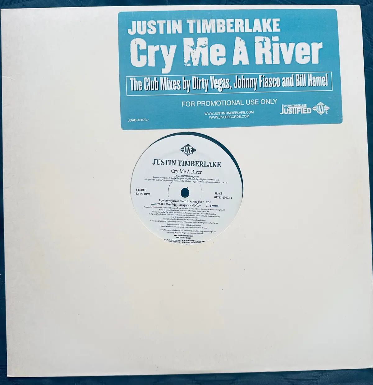 Justin Timberlake Cry Me A River  12" Promo Lp  Single Vinyl Used 1
