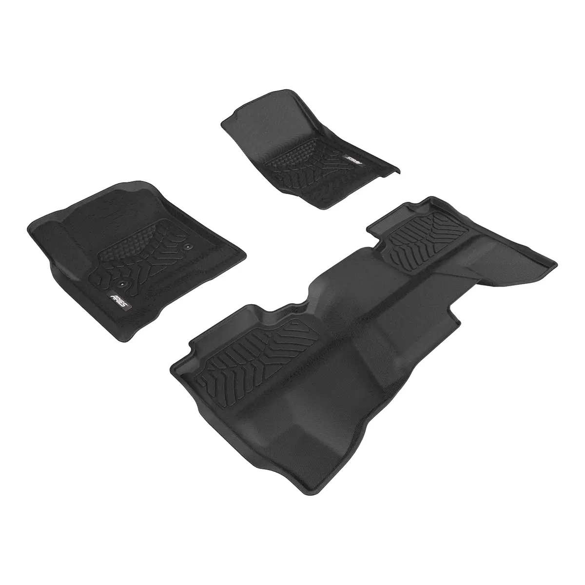 Aries 2800609 Styleguard Xd Black Custom Floor Liners, Select Chevy Silverado, Gmc Sierra 1500, 2500, 3500 Extend Cab, 1St, 2Nd Row 1