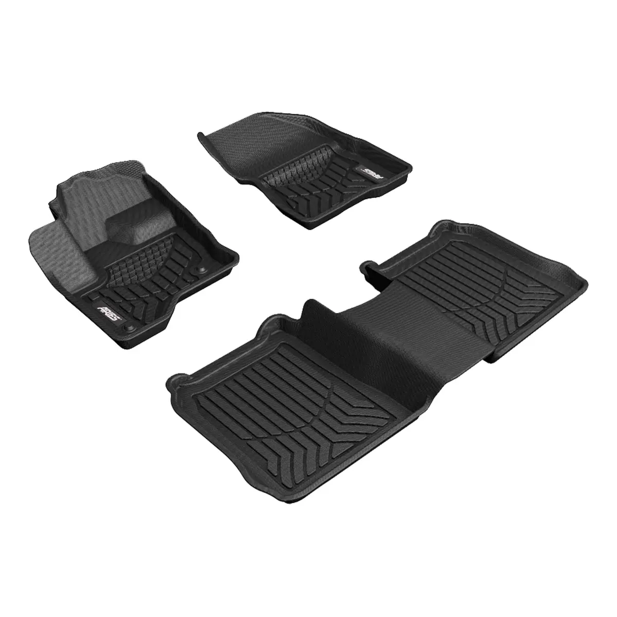 Aries 2802709 Styleguard Xd Black Custom Floor Liners, Select Ford Flex (No Rear Arm Rest), 1St And 2Nd Row 1