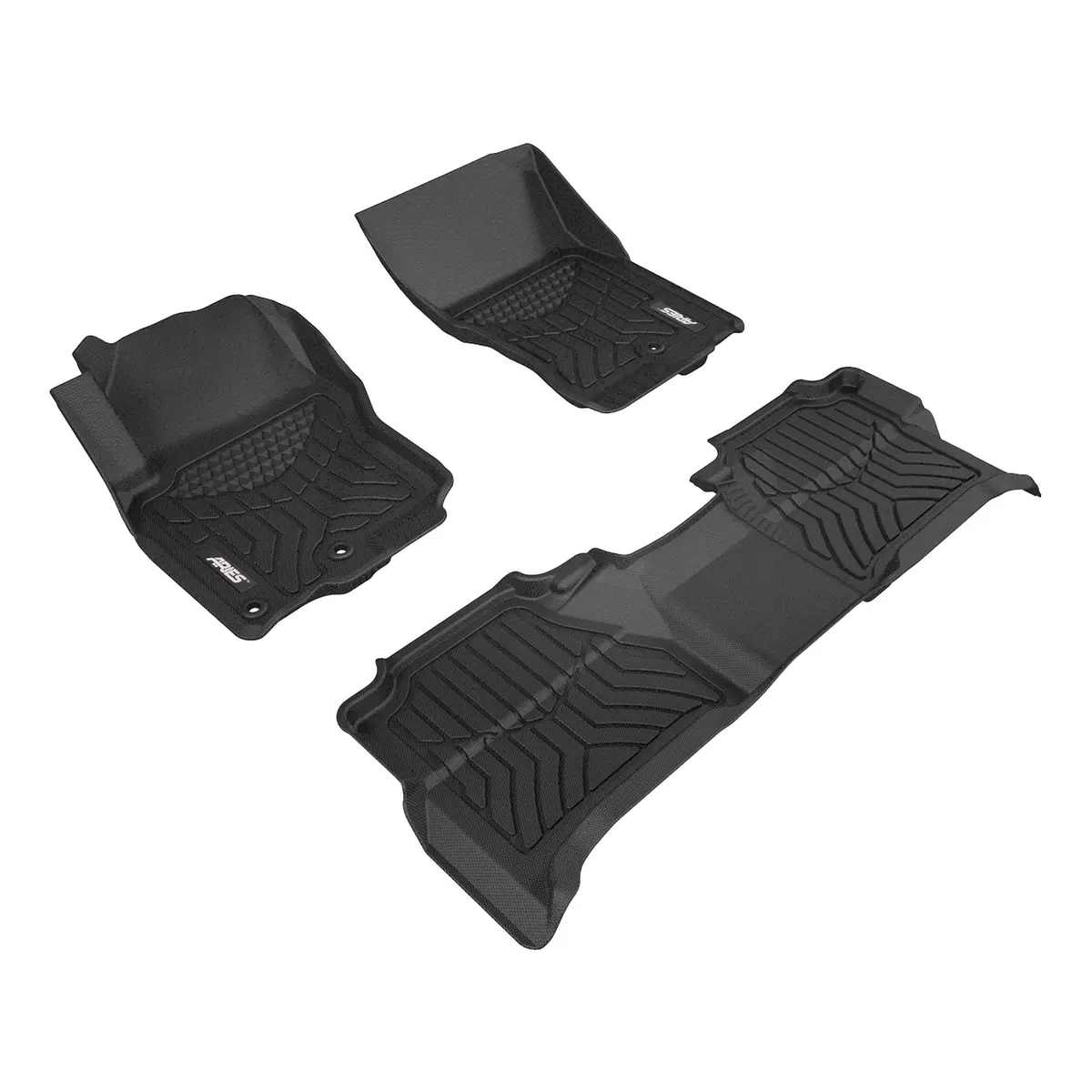 Aries 2803909 Styleguard Xd Black Custom Floor Liners, Select Nissan Frontier Crew Cab, 1St And 2Nd Row 1