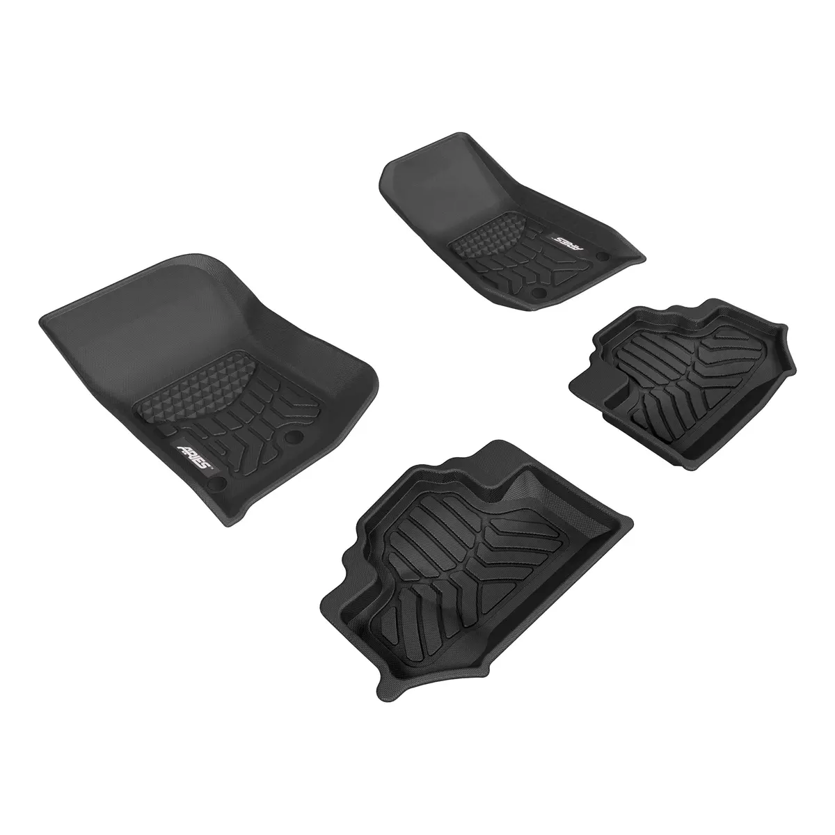 Aries 2804609 Styleguard Xd Black Custom Floor Liners, Select Jeep Wrangler Jk 2-Door, 1St And 2Nd Row 1