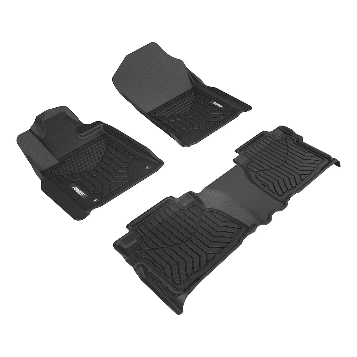 Aries 2806009 Styleguard Xd Black Custom Floor Liners, Select Toyota Tundra Crew Cab, 1St And 2Nd Row 1