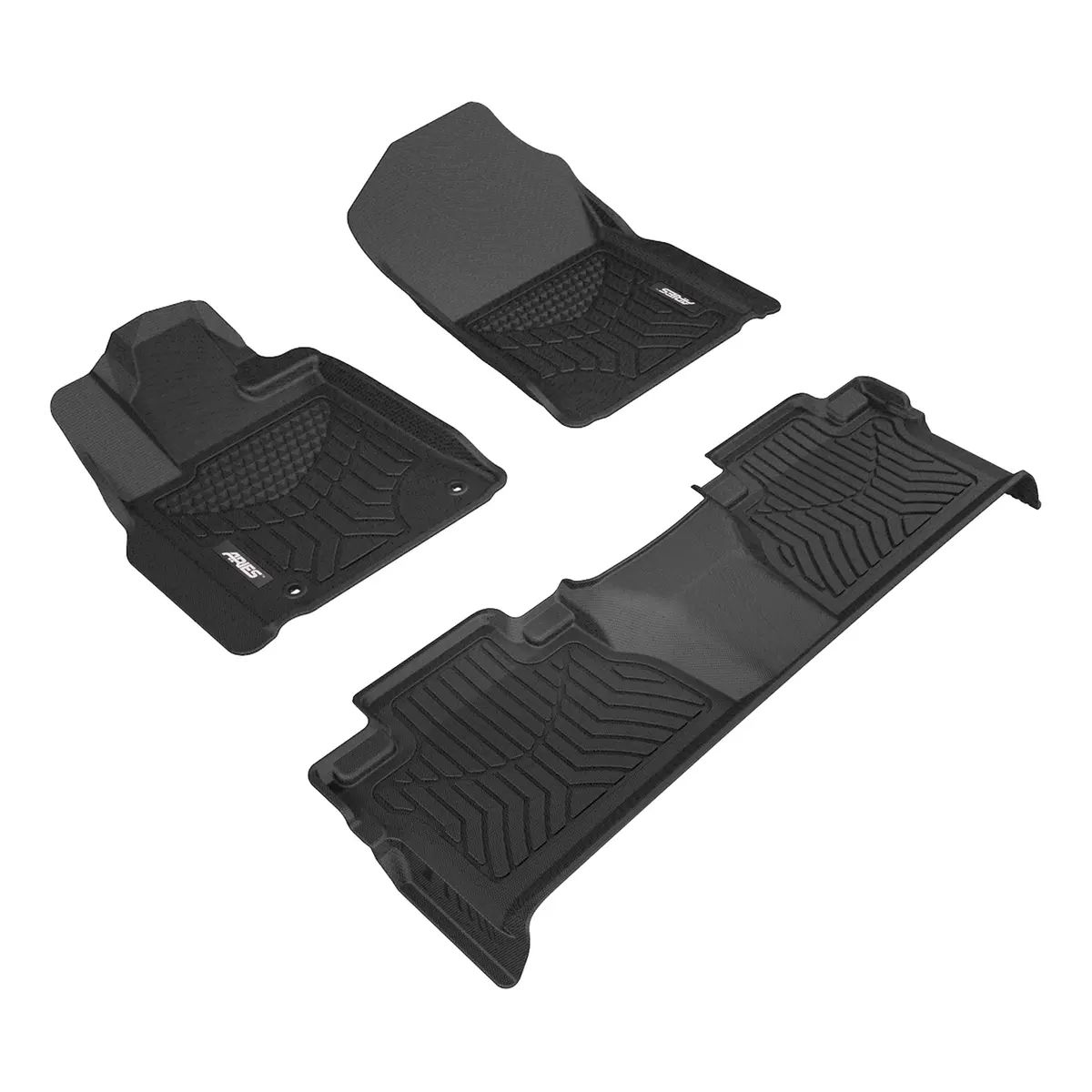 Aries 2807309 Styleguard Xd Black Custom Floor Liners, Select Toyota Tundra Extended Crew Cab, 1St And 2Nd Row 1