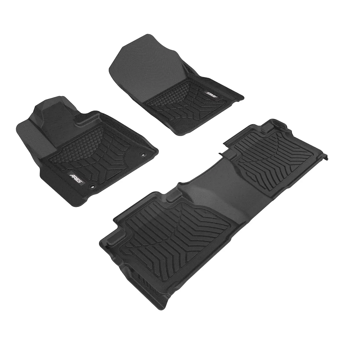 Aries 2807409 Styleguard Xd Black Custom Floor Liners, Select Toyota Tundra Crew Cab, 1St And 2Nd Row 1