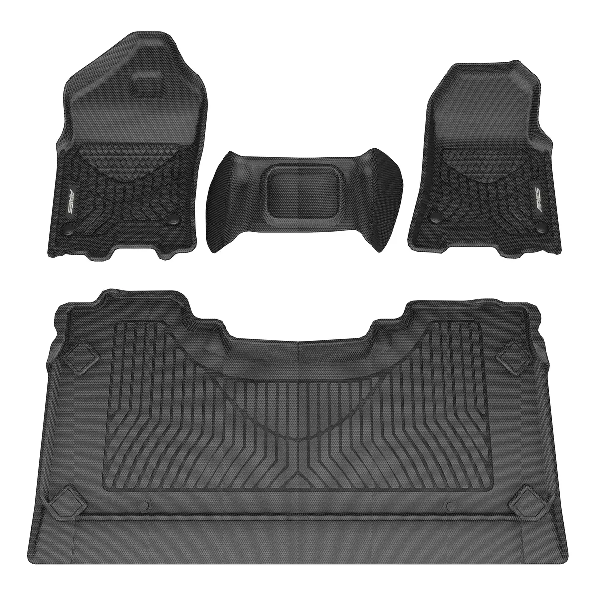 Aries 2808809 Styleguard Xd Black Custom Floor Liners, Select Ram 1500 Crew Cab With Bench Seat, 1St And 2Nd Row 1