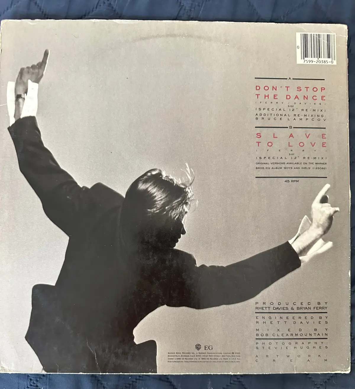 Bryan Ferry Don’T Stop The Dance / Slave To Love 12 Inch Vinyl Used Promo 2