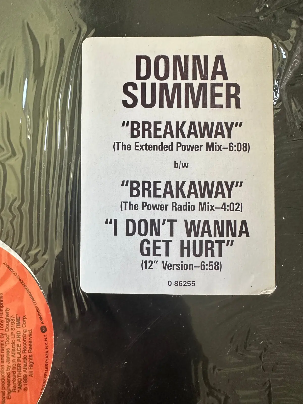 Donna Summer - Breakaway /I Don't Wanna Get Hurt 12 Inch Vinyl With Hype Sticker - Used 2