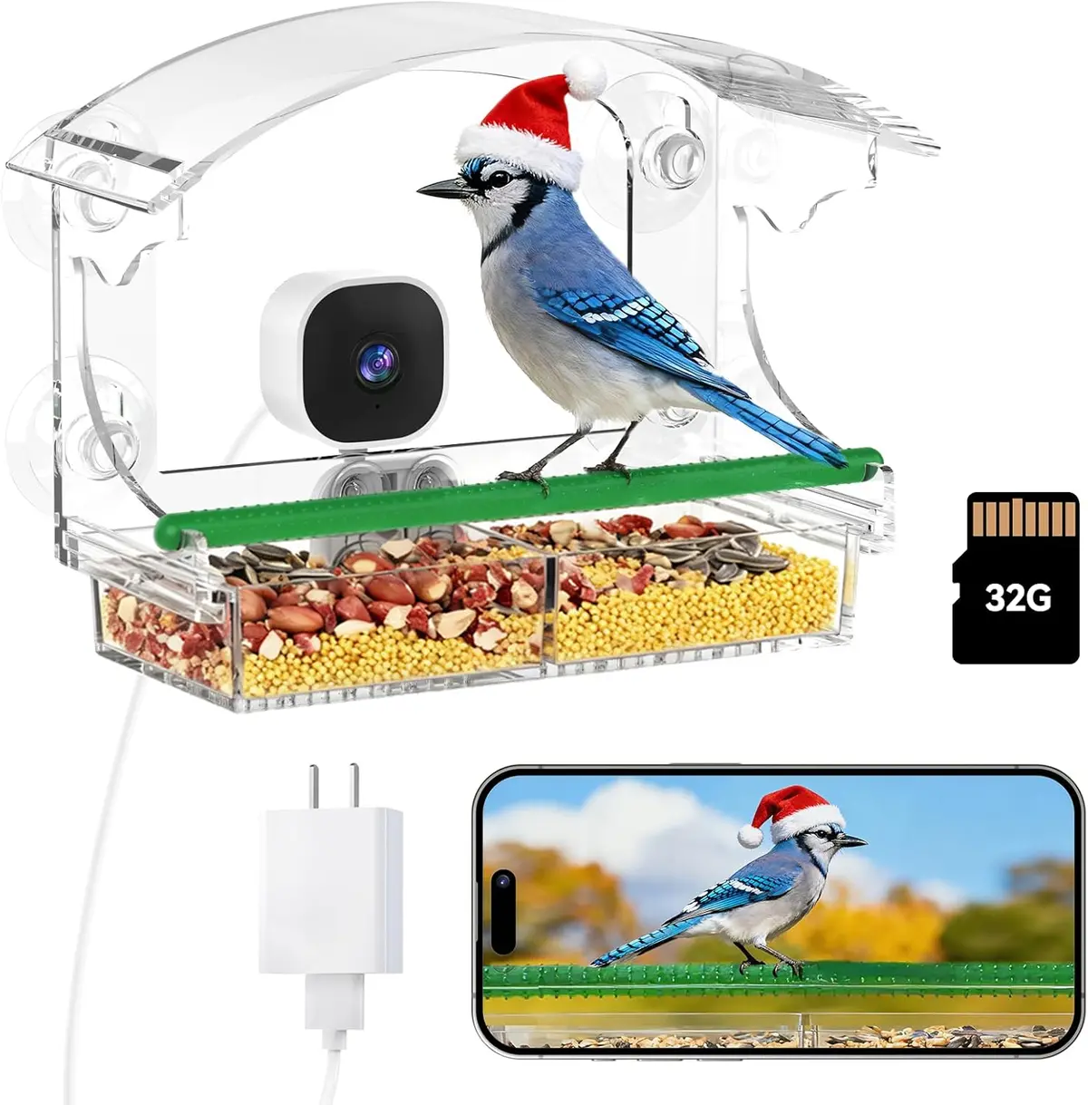 2K Smart Window Bird Feeder Camera – Ai Bird Identifier, Live Streaming & Auto Capture Dzees X22k 1