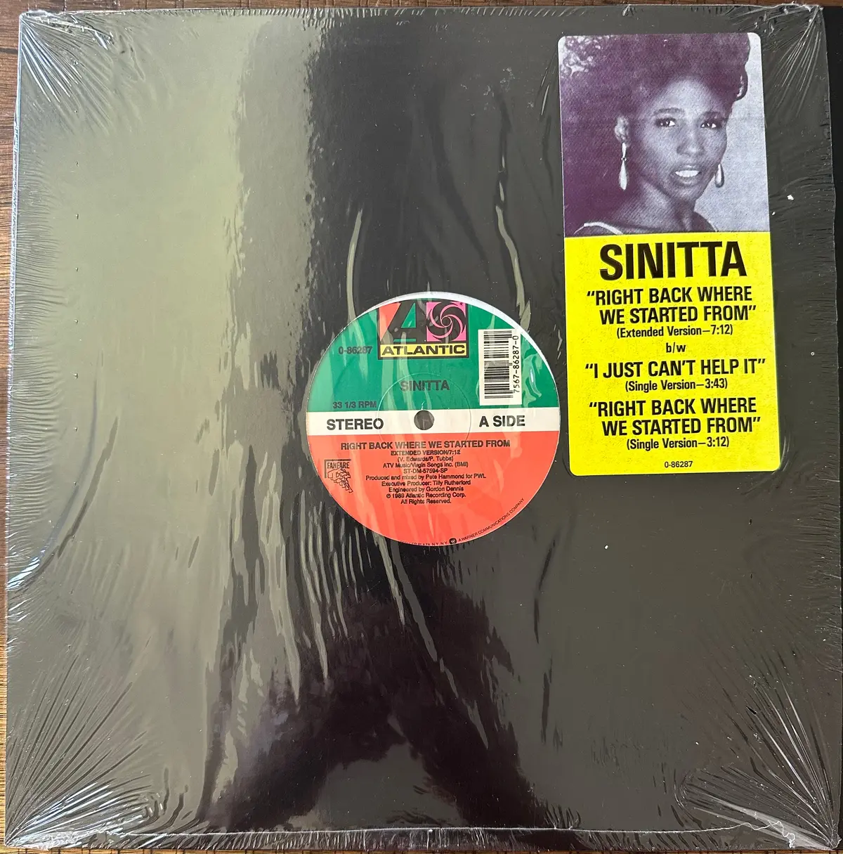 Sinitta  12 Inch Single - Right Back Where We Started Lp Vinyl - Used 1