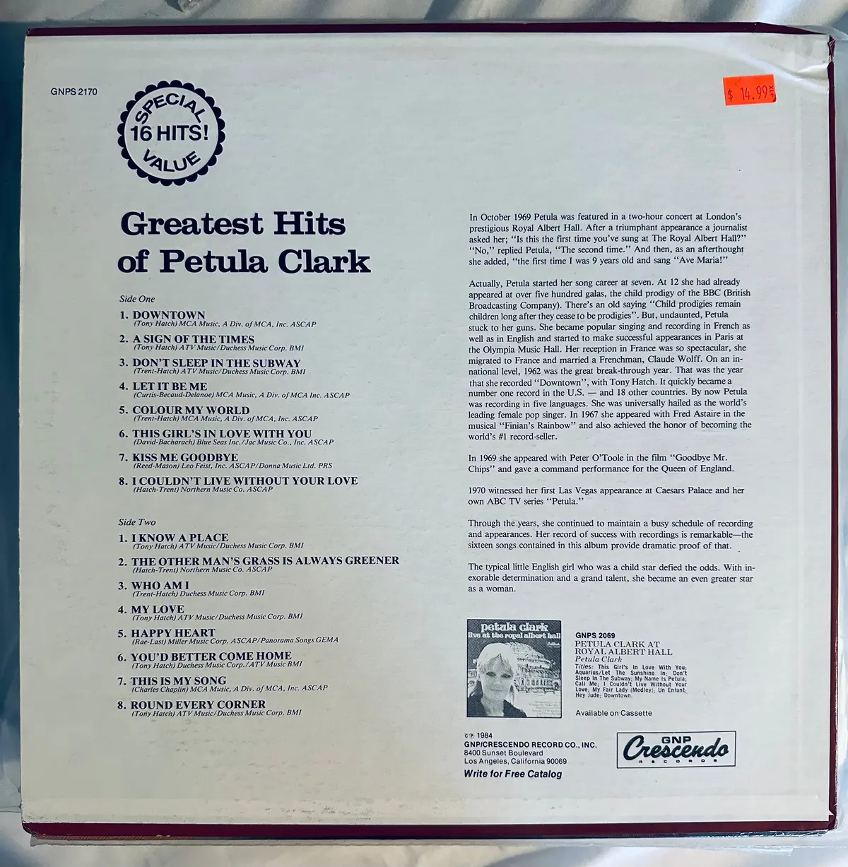 Petula Clark - Greatest Hits Of Petula Clark - '84 Original Lp Vinyl - Used 2