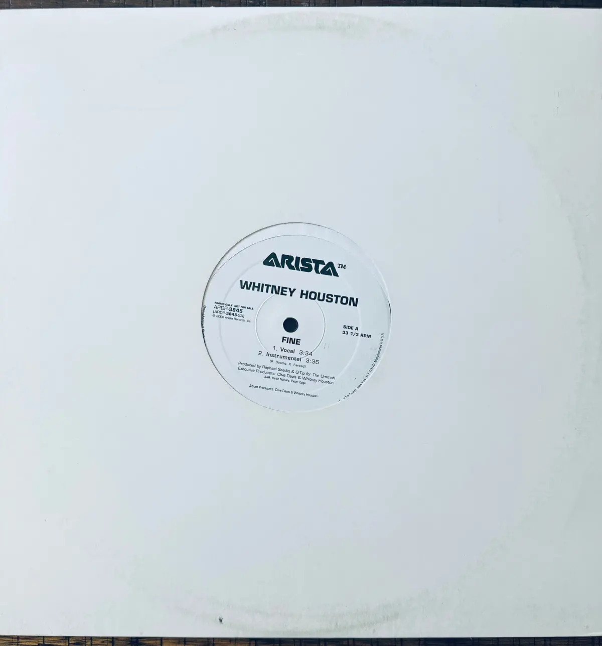 Whitney Houston Promotional 12 Inch Vinyl Fine 1