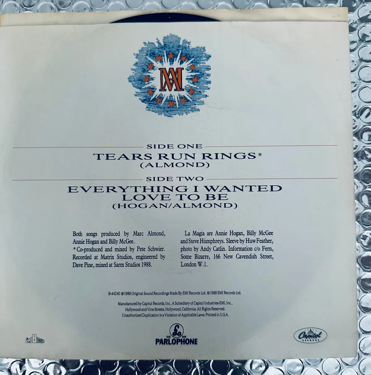 Marc Almond Tears Run Rings 1988 Vinyl 45 Record 1