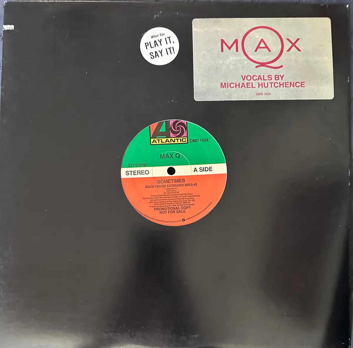 Max Q Michael Hutchence From Inxs- Sometimes / Ghost Of The Year Promo 12” Single Lp Vinyl 1989 1