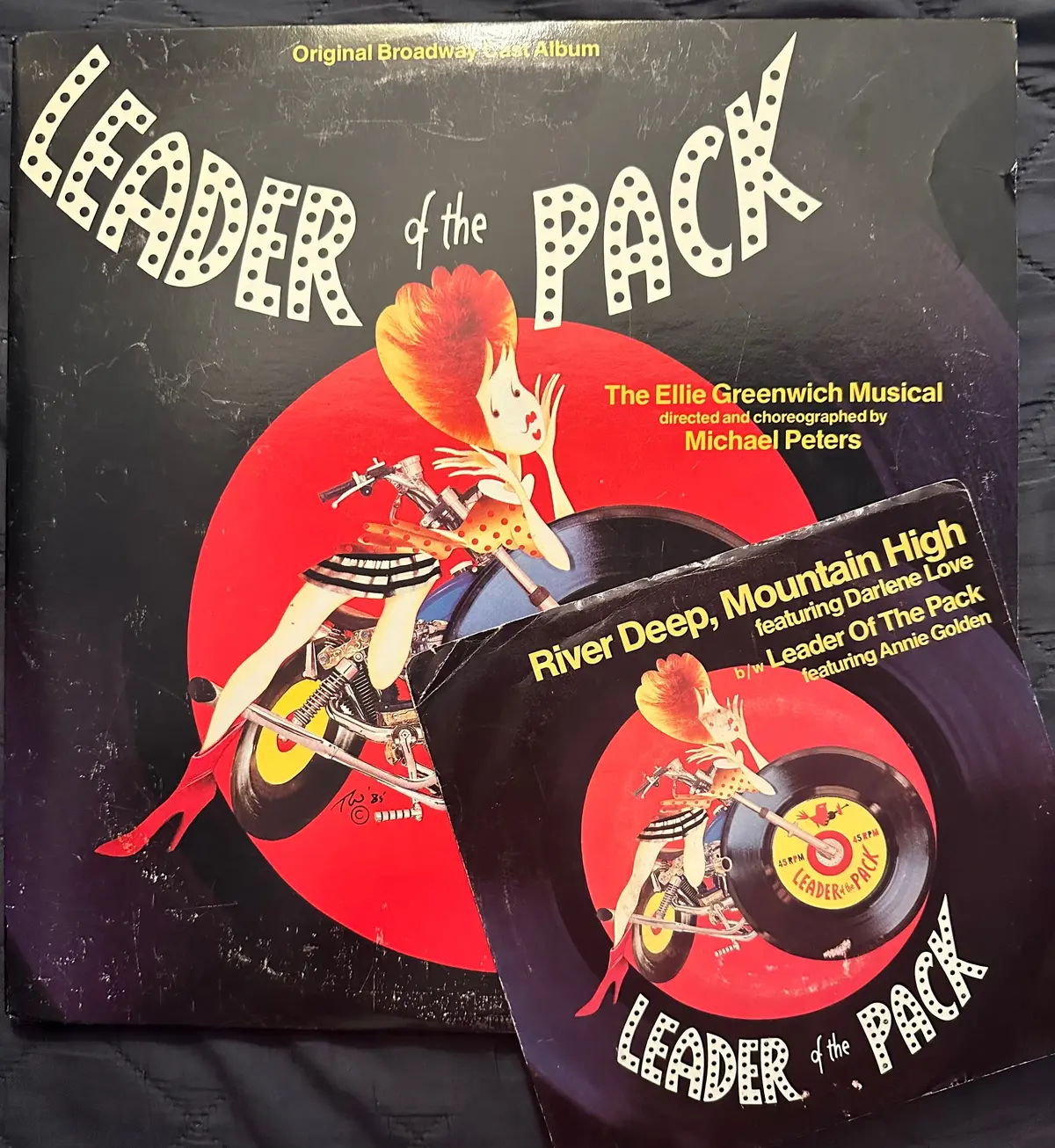 Leader Of The Pack Double Lp Original Broadway Cast +7 Inch Record Used 1