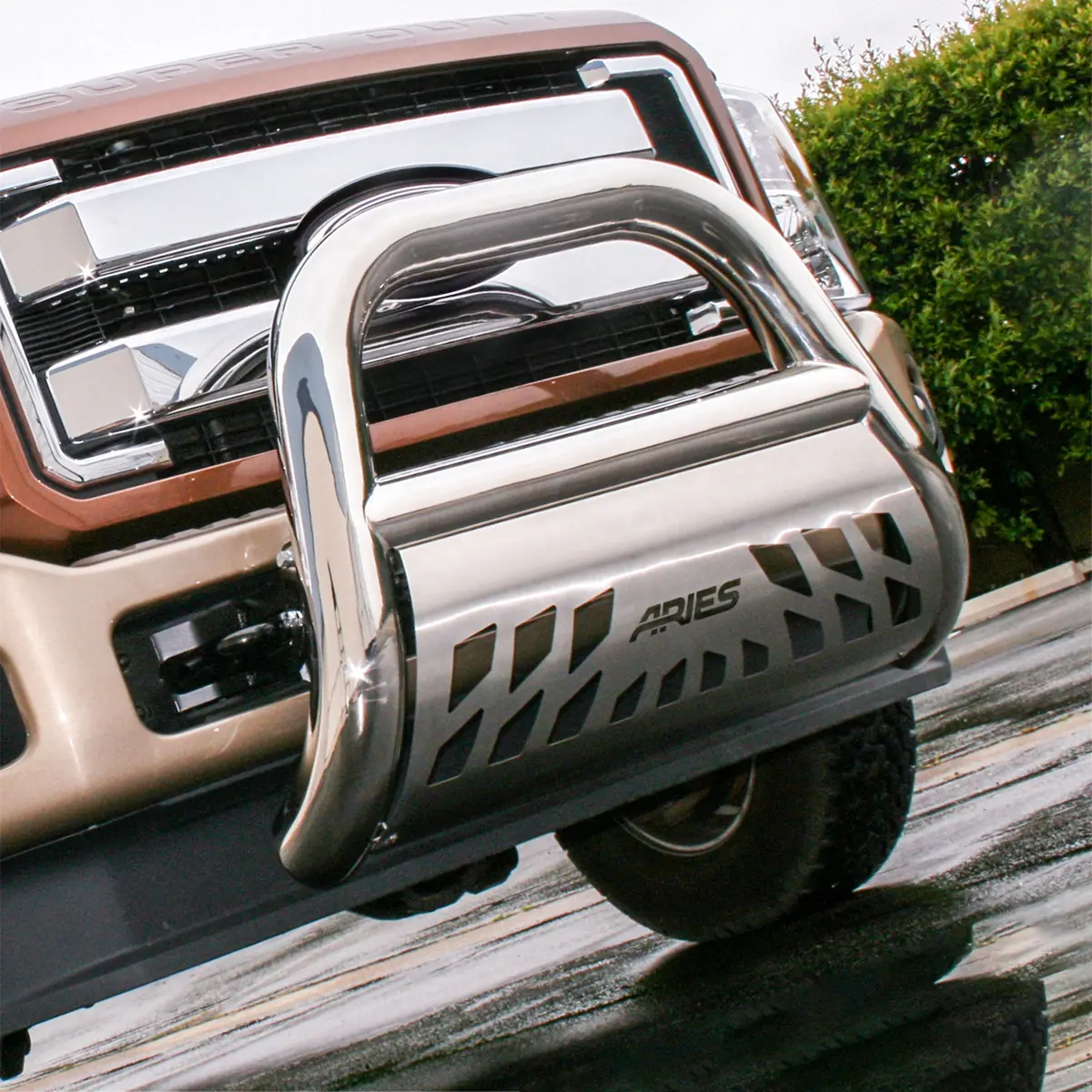 Aries 45-3014 Big Horn 4-Inch Polished Stainless Steel Bull Bar, Select Ford F-250, F-350 Super Duty 1