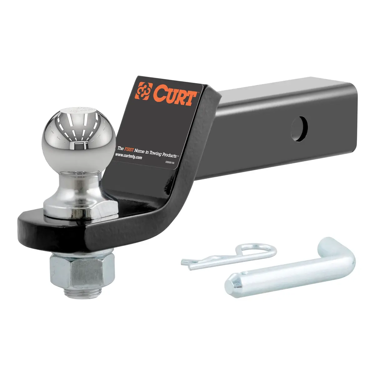 Curt 45034 Trailer Hitch Ball Mount With 1-7/8-Inch Trailer Ball & Hitch Pin, Fits 2-Inch Receiver, 7,500 Lbs. Gtw, 2-Inch Drop 1