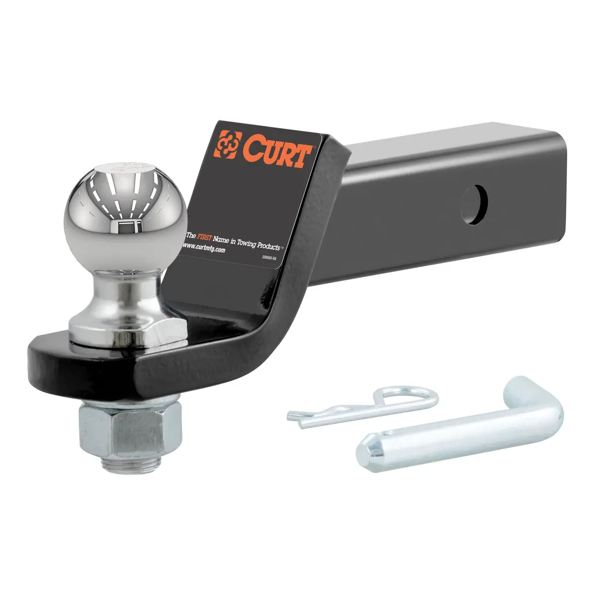 Curt 45036 Trailer Hitch Ball Mount With 2-Inch Trailer Ball & Hitch Pin, Fits 2-Inch Receiver, 7,500 Lbs. Gtw, 2-Inch Drop 1