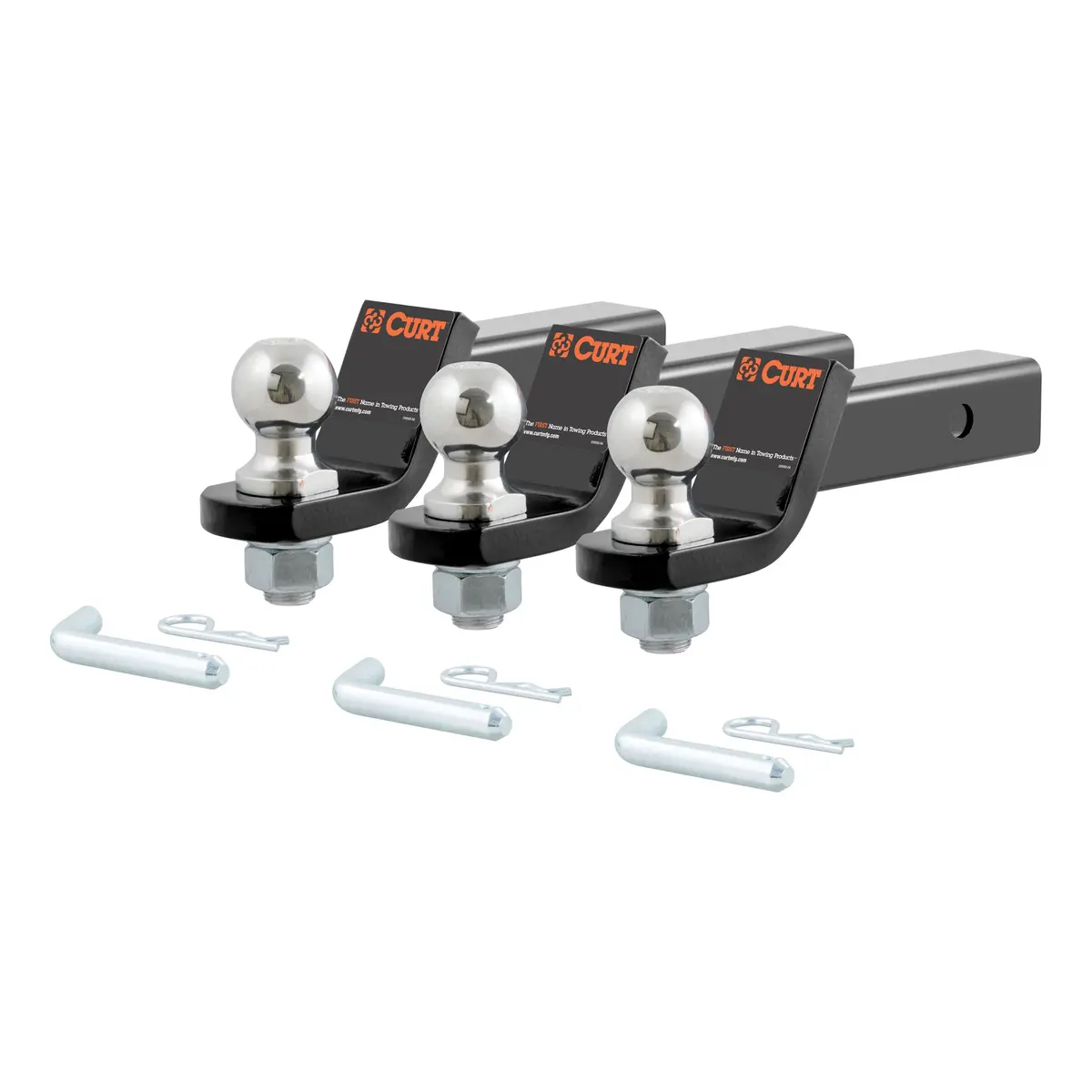 Curt 45037 Trailer Hitch Ball Mounts With 2-Inch Trailer Ball & Hitch Pin, Fits 2-Inch Receiver, 7,500 Lbs. Gtw, 2-Inch Drop, 3 Pack 1