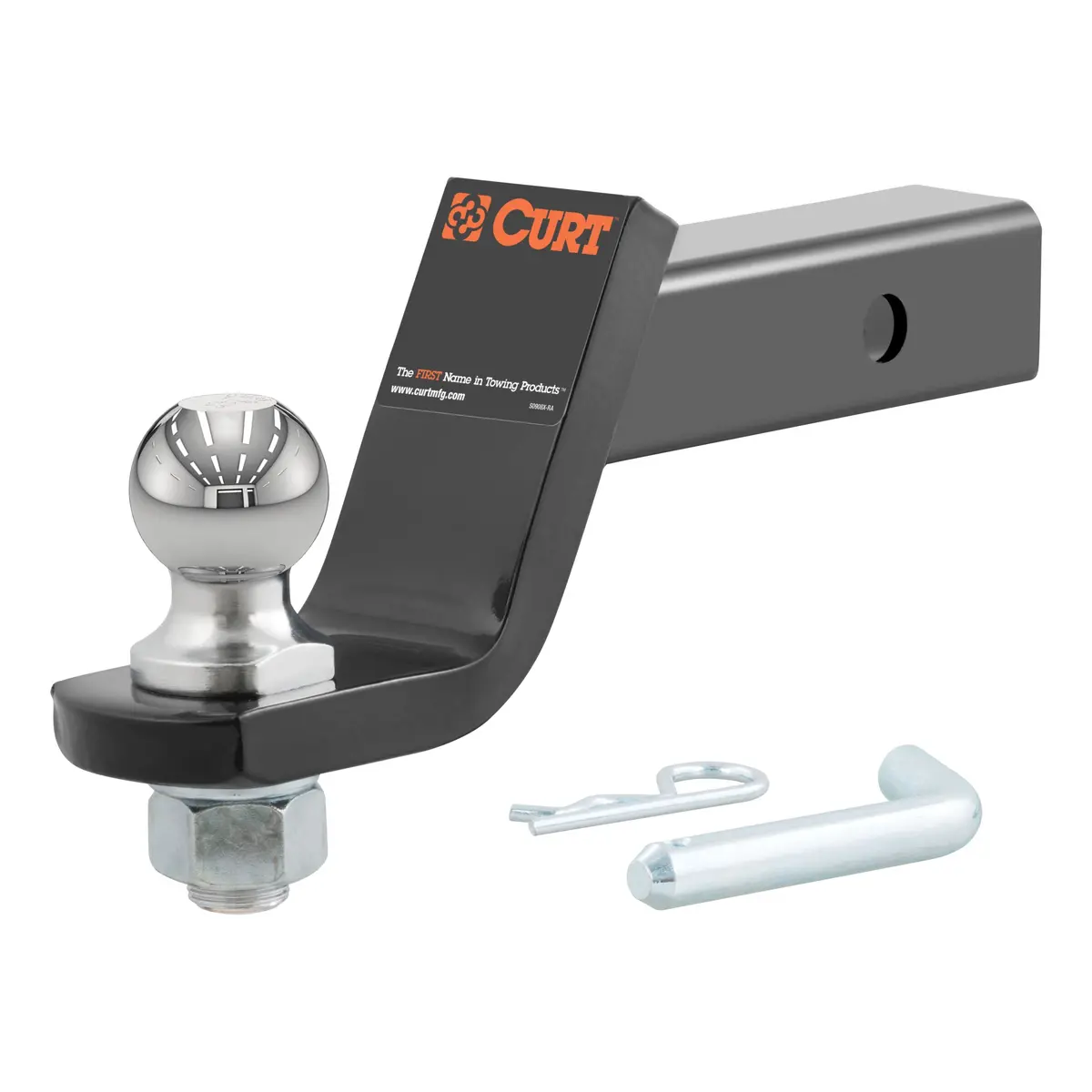 Curt 45055 Trailer Hitch Ball Mount With 1-7/8-Inch Trailer Ball & Hitch Pin, Fits 2-Inch Receiver, 3,500 Lbs. Gtw, 4-Inch Drop 1