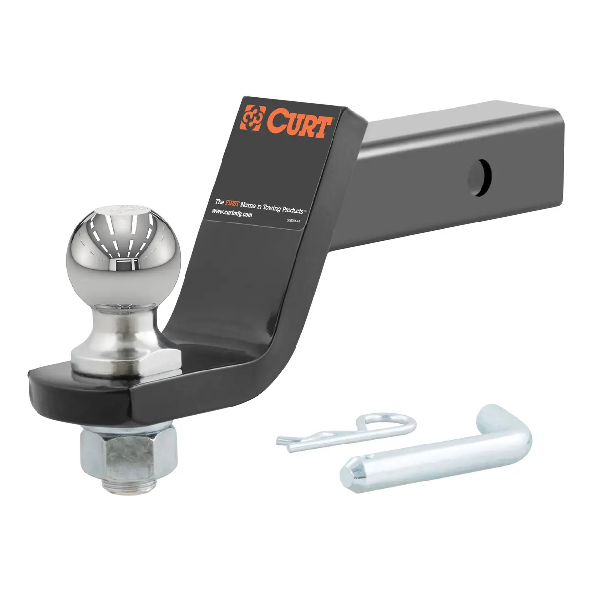 Curt 45056 Trailer Hitch Ball Mount With 2-Inch Trailer Ball & Hitch Pin, Fits 2-Inch Receiver, 7,500 Lbs. Gtw, 4-Inch Drop 1