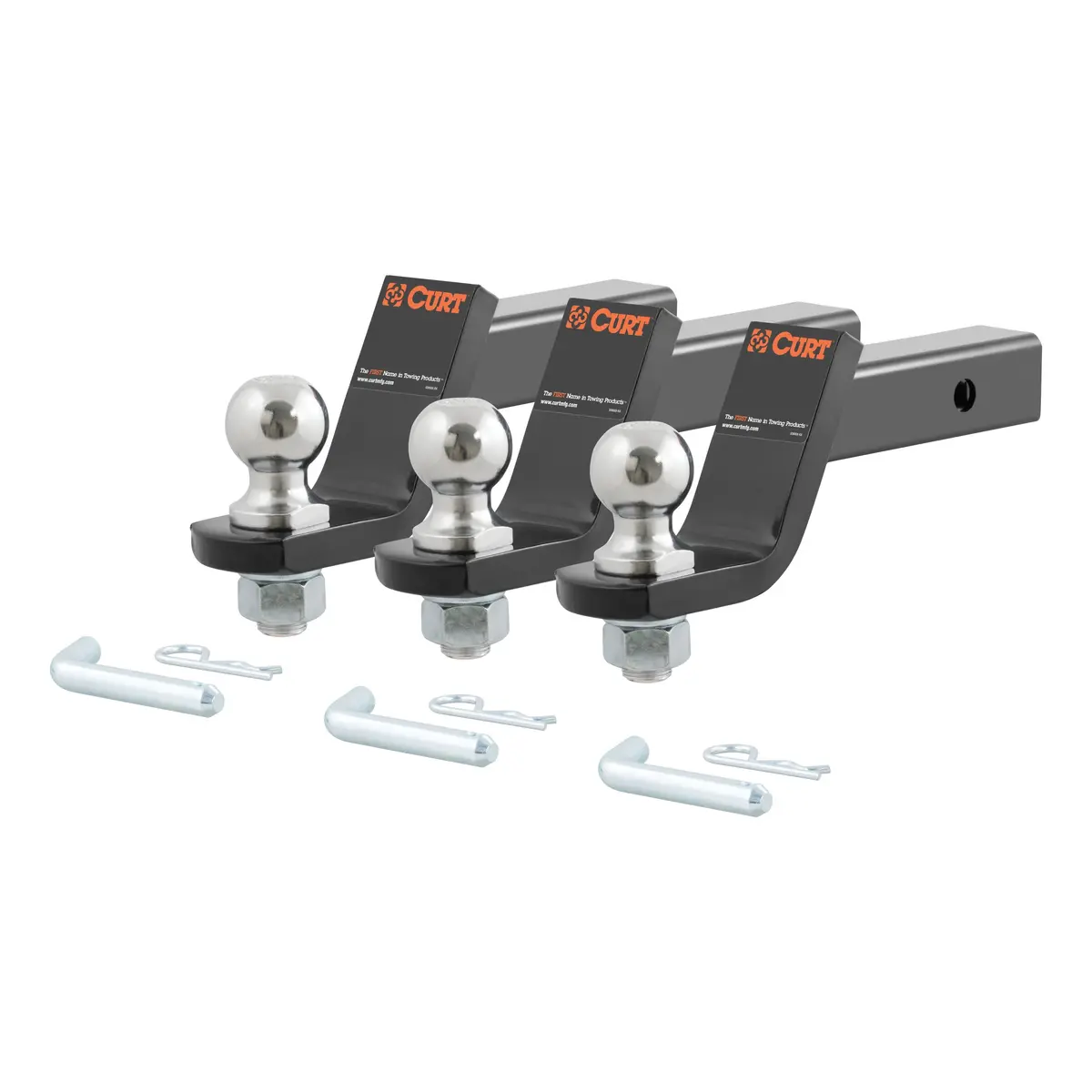 Curt 45057 Trailer Hitch Ball Mounts With 2-Inch Trailer Ball & Hitch Pin, Fits 2-Inch Receiver, 7,500 Lbs. Gtw, 4-Inch Drop, 3 Pack 1
