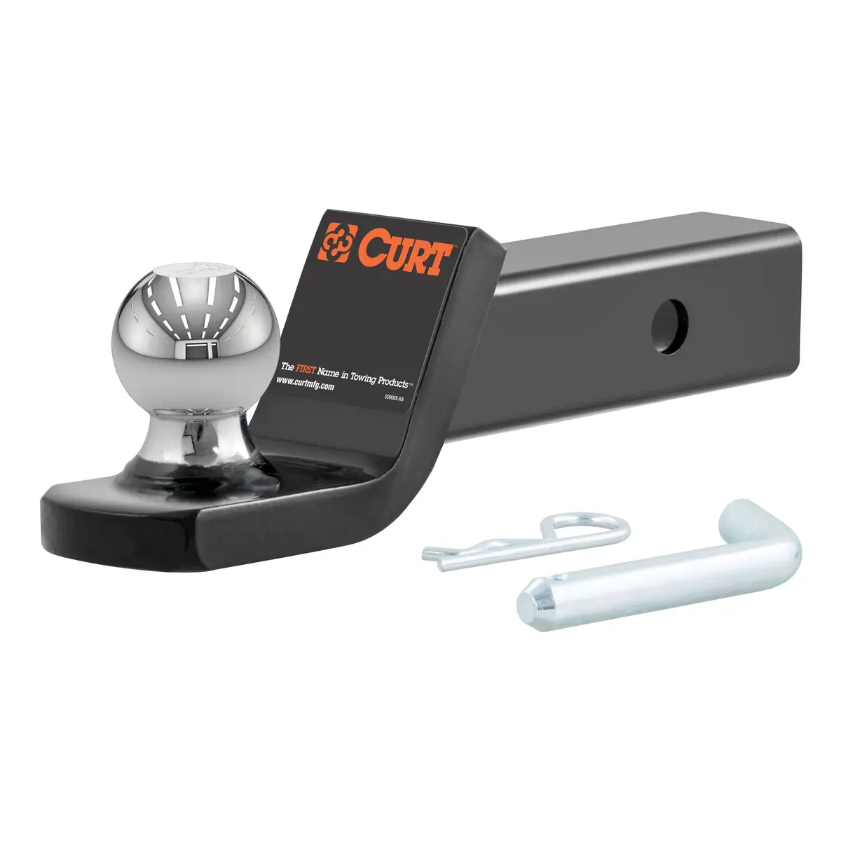 Curt 45134 Fusion Trailer Hitch Ball Mount With 2-Inch Trailer Ball & Hitch Pin, Fits 2-Inch Receiver, 7,500 Lbs. Gtw, 2-Inch Drop 1