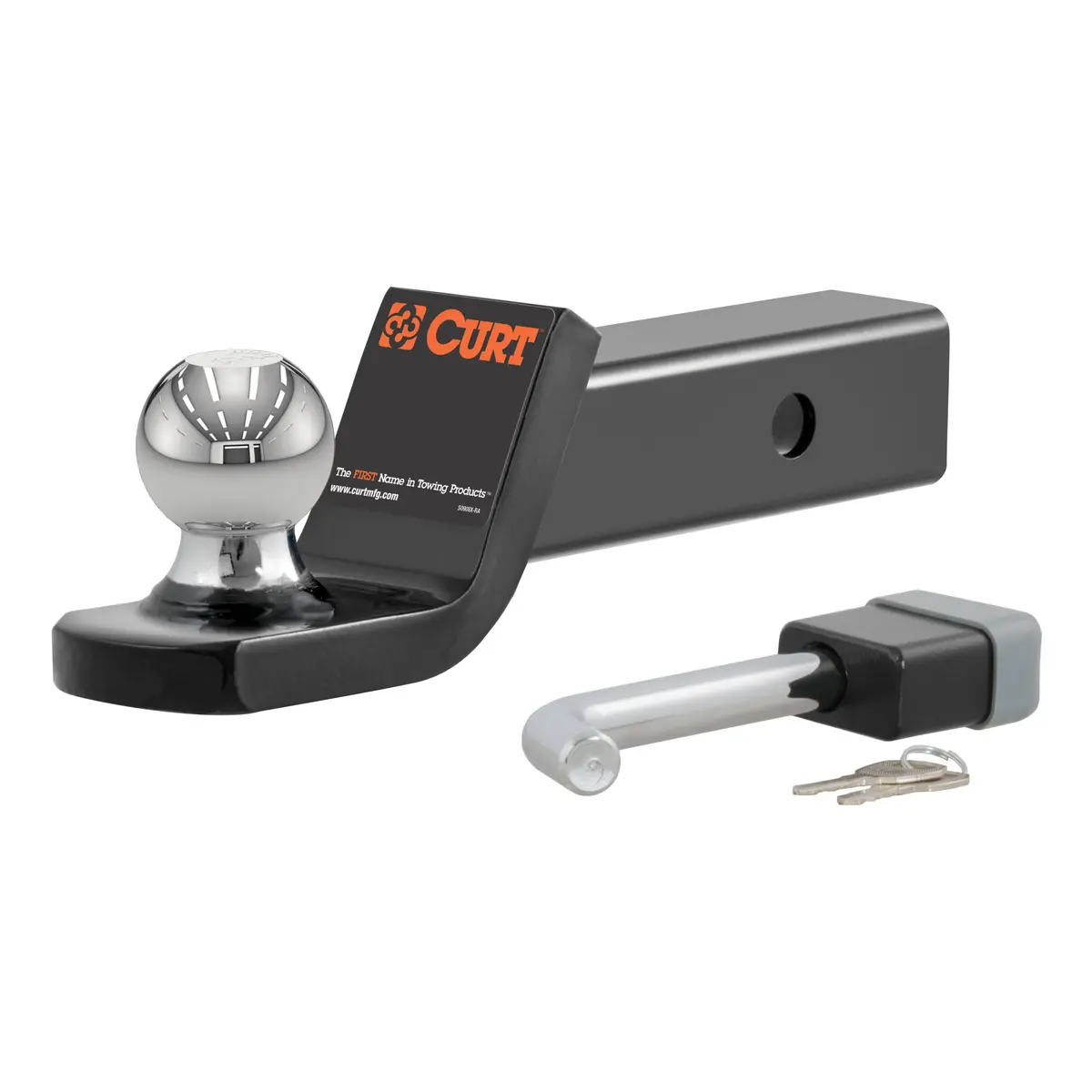 Curt 45141 Trailer Hitch Ball Mount With 2-Inch Trailer Ball & Hitch Lock, Fits 2-Inch Receiver, 7,500 Lbs. Gtw, 2-Inch Drop 1