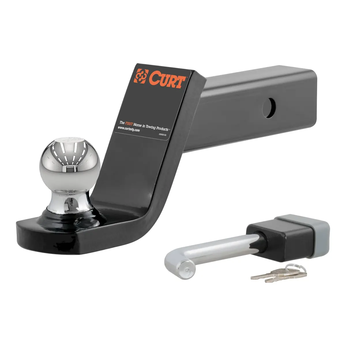 Curt 45142 Trailer Hitch Ball Mount With 2-Inch Trailer Ball & Hitch Lock, Fits 2-Inch Receiver, 7,500 Lbs. Gtw, 4-Inch Drop 1