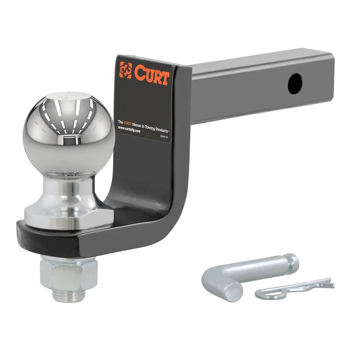 Curt 45148 Trailer Hitch Ball Mount With 2-Inch Trailer Ball & Hitch Pin, Fits 1-1/4-Inch Receiver, 3,500 Lbs. Gtw, 3-1/4-Inch Drop 1