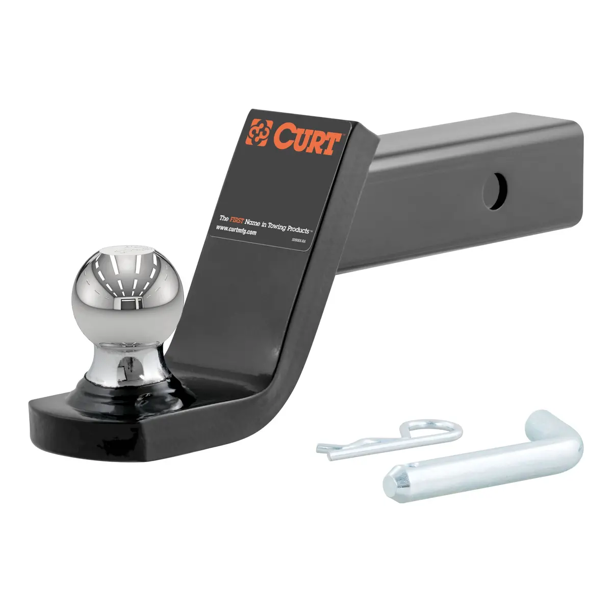 Curt 45151 Fusion Trailer Hitch Ball Mount With 1-7/8-Inch Trailer Ball & Hitch Pin, Fits 2-Inch Receiver, 5,000 Lbs. Gtw, 4-Inch Drop 1