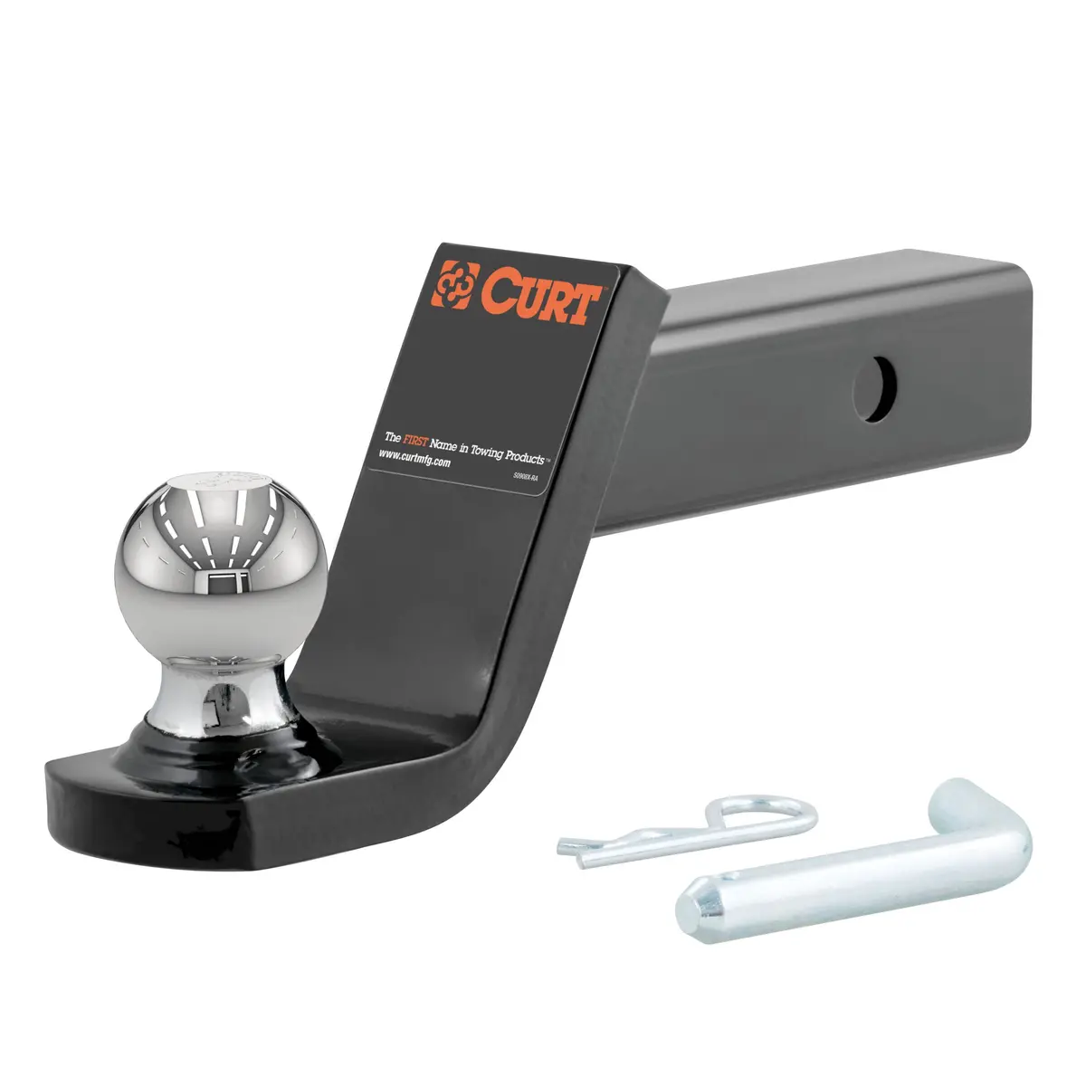 Curt 45154 Fusion Trailer Hitch Ball Mount With 2-Inch Trailer Ball & Hitch Pin, Fits 2-Inch Receiver, 7,500 Lbs. Gtw, 4-Inch Drop 1