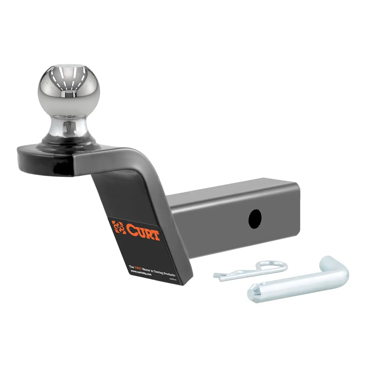 Curt 45155 Fusion Trailer Hitch Ball Mount With 2-Inch Trailer Ball & Hitch Pin, Fits 2-Inch Receiver, 7,500 Lbs. Gtw, 2-Inch Rise 1